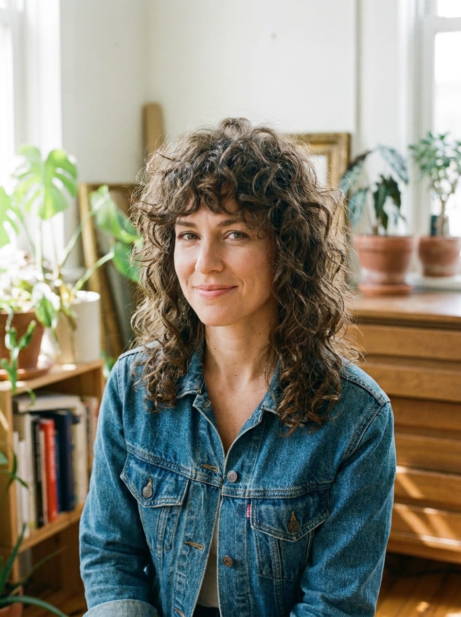 Lockiger Shag in mittlerer Länge - Locken Frisur mittellang